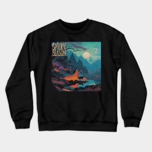 Halloween Spooky Season Moonlit River Scene Crewneck Sweatshirt